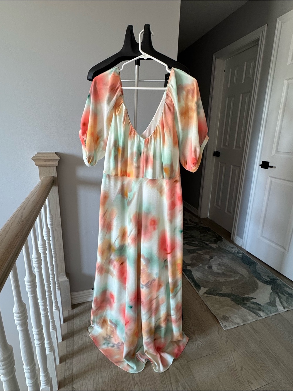 Banana Republic Watercolor Maxi Dress in Coral & Mint